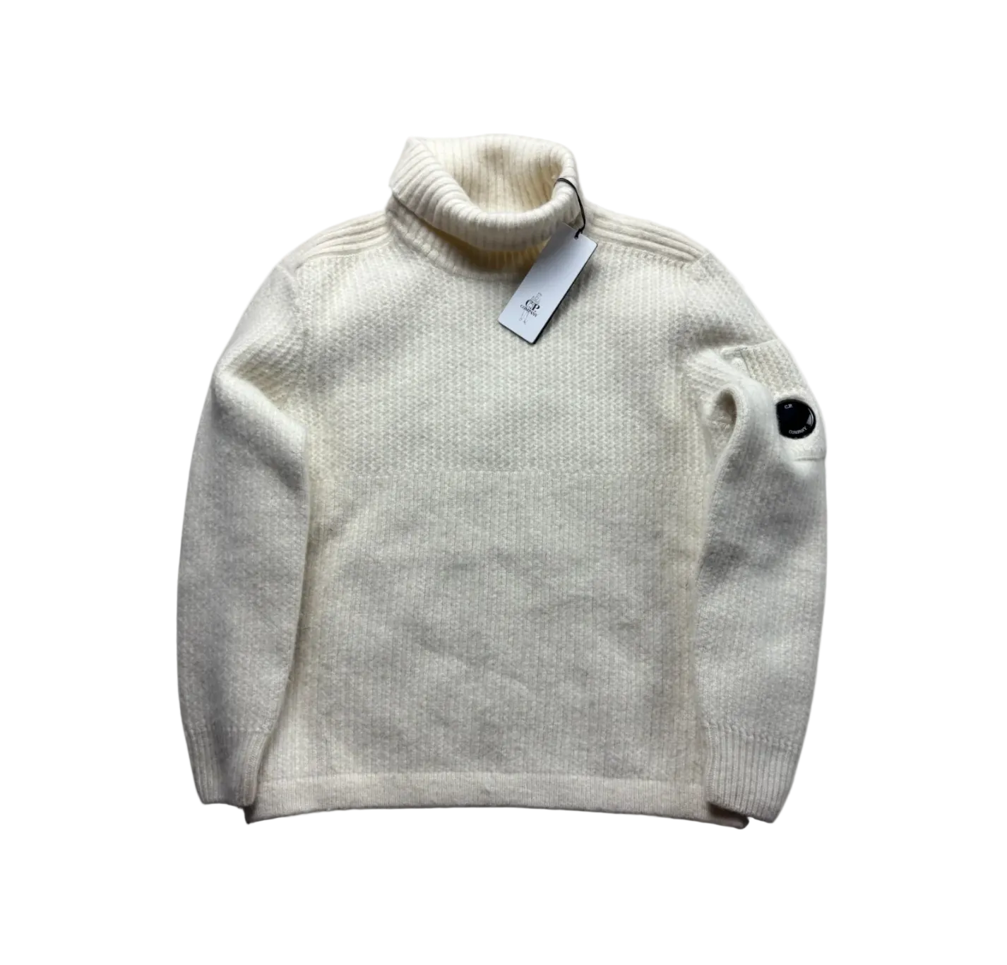 CP COMPANY WHITE TURTLENECK KNIT