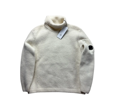 CP COMPANY WHITE TURTLENECK KNIT