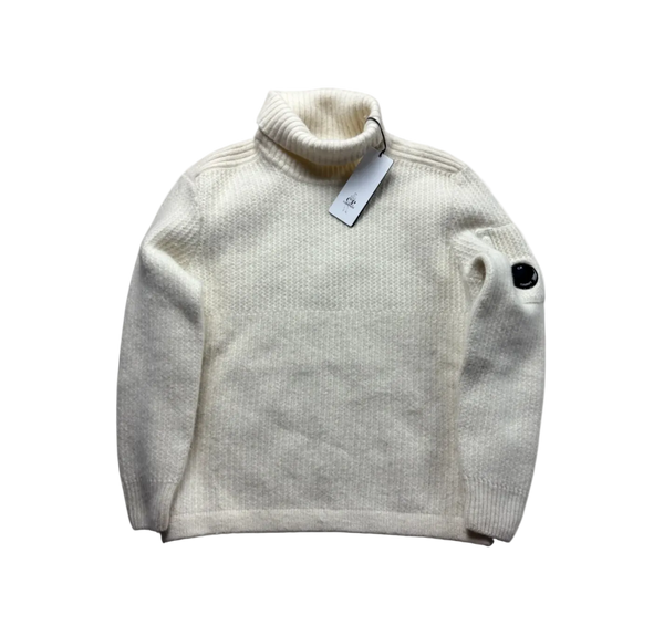CP COMPANY WHITE TURTLENECK KNIT