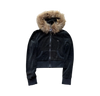 BURBERRY CROPPED FUR ZIP UP HOODIE