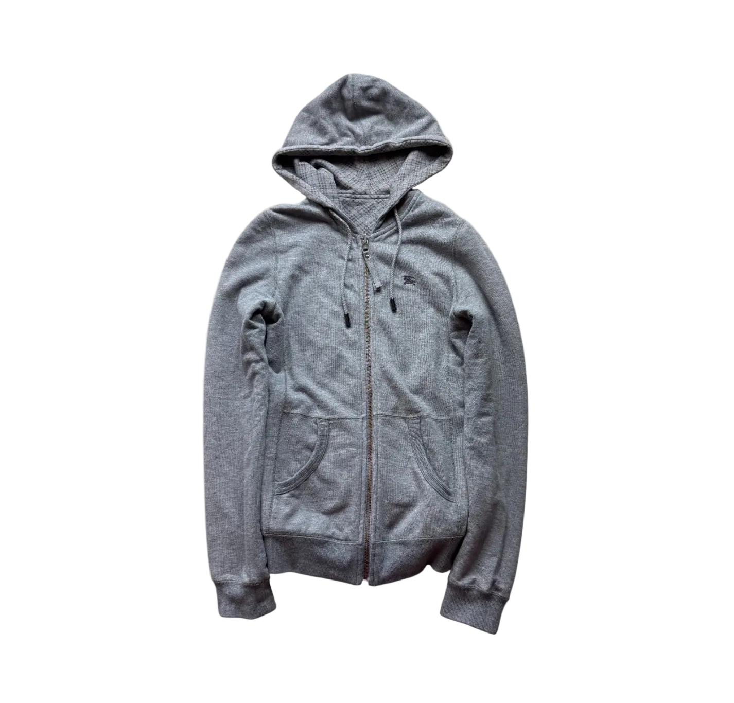 BURBERRY GREY REVERSIBLE ZIP UP HOODIE