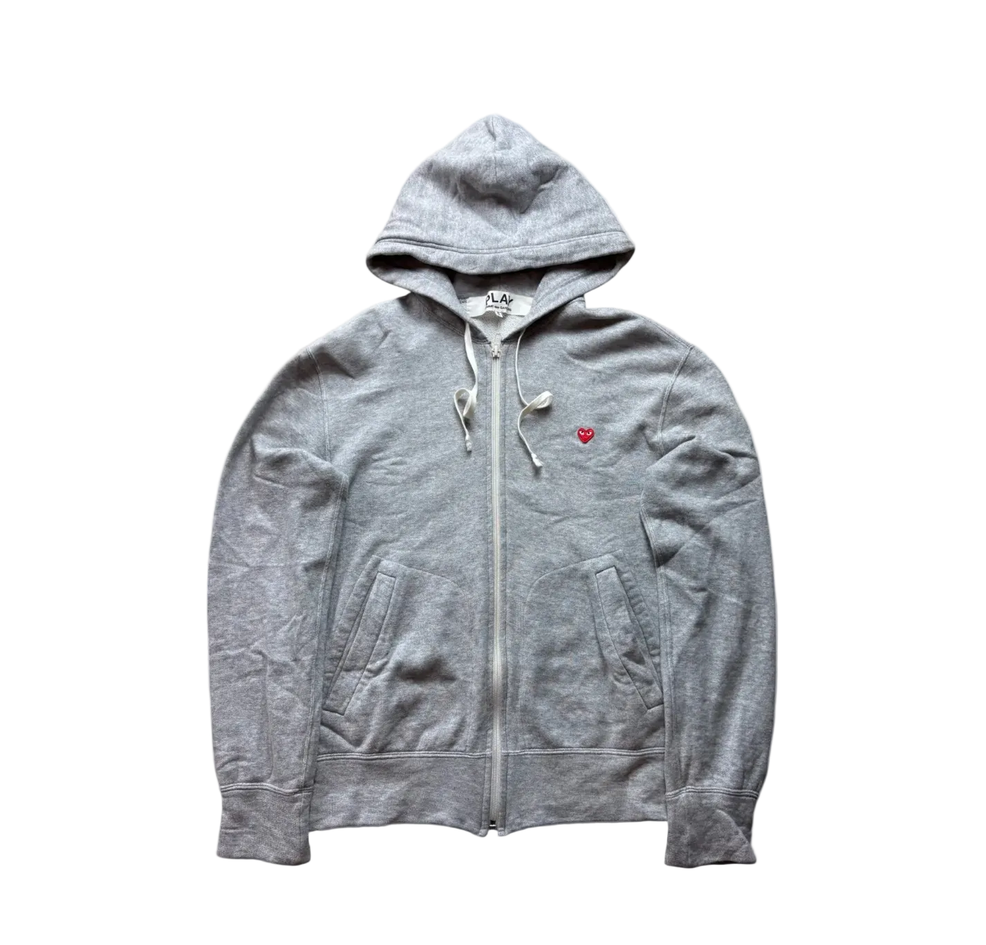 CDG PLAY GREY ZIP UP HOODIE