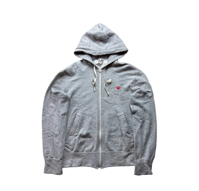 CDG PLAY GREY ZIP UP HOODIE