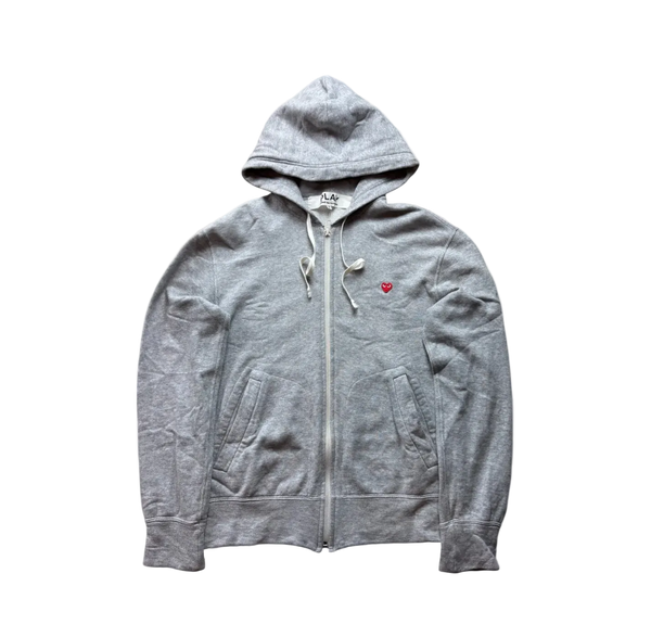 CDG PLAY GREY ZIP UP HOODIE
