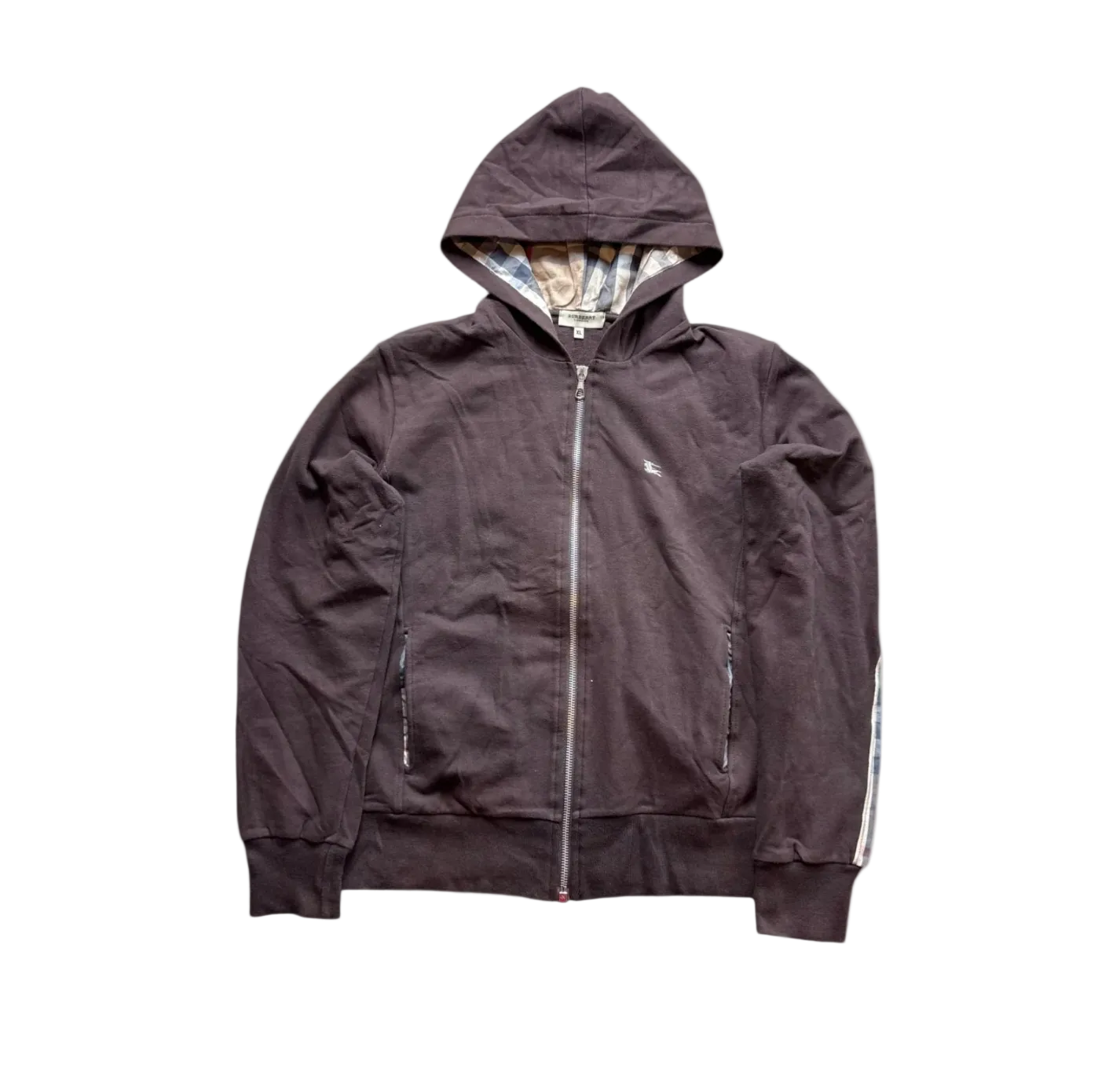 BURBERRY BROWN ZIP UP HOODIE