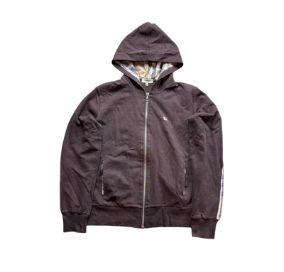 BURBERRY BROWN ZIP UP HOODIE