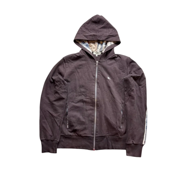 BURBERRY BROWN ZIP UP HOODIE