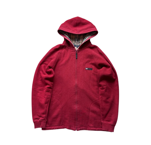 BURBERRY RED ZIP UP HOODIE