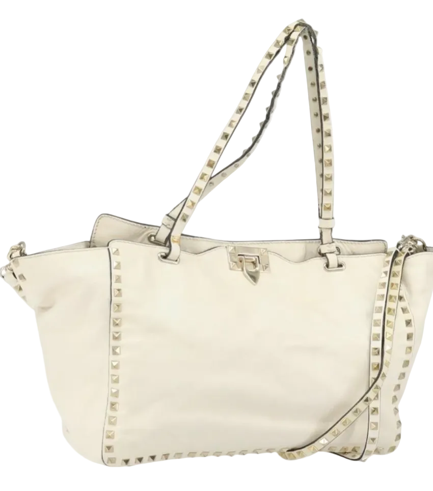 VALENTINO Studs Tote Bag Leather 2way