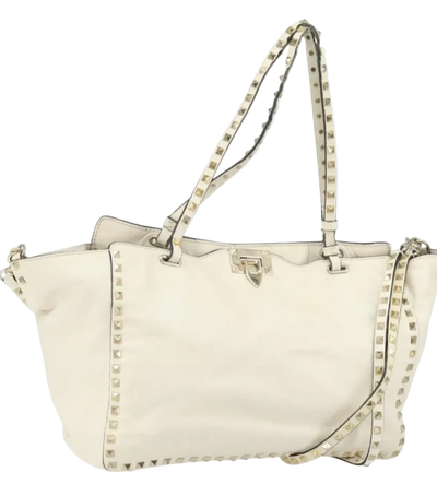 VALENTINO Studs Tote Bag Leather 2way