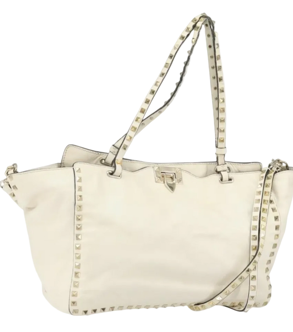 VALENTINO Studs Tote Bag Leather 2way