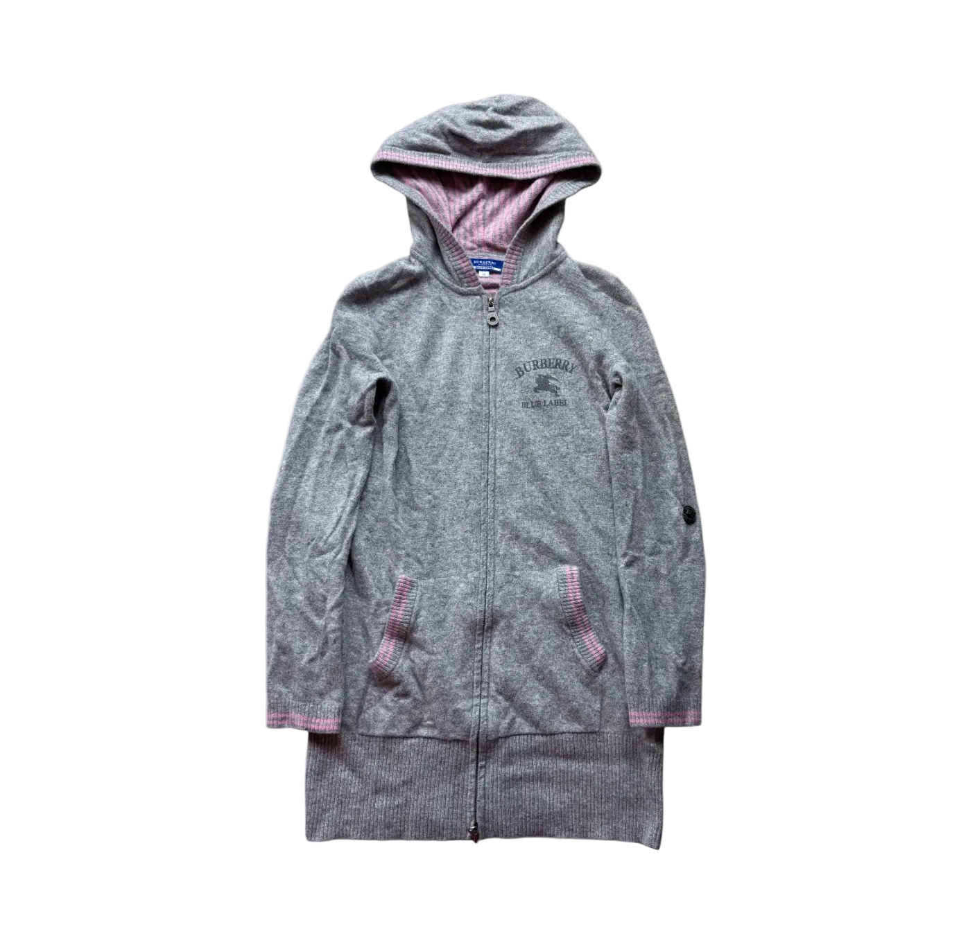 BURBERRY GREY ZIP UP HOODIE