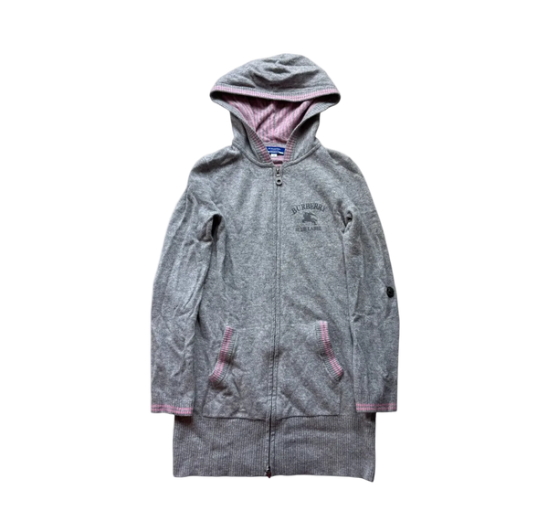 BURBERRY GREY ZIP UP HOODIE