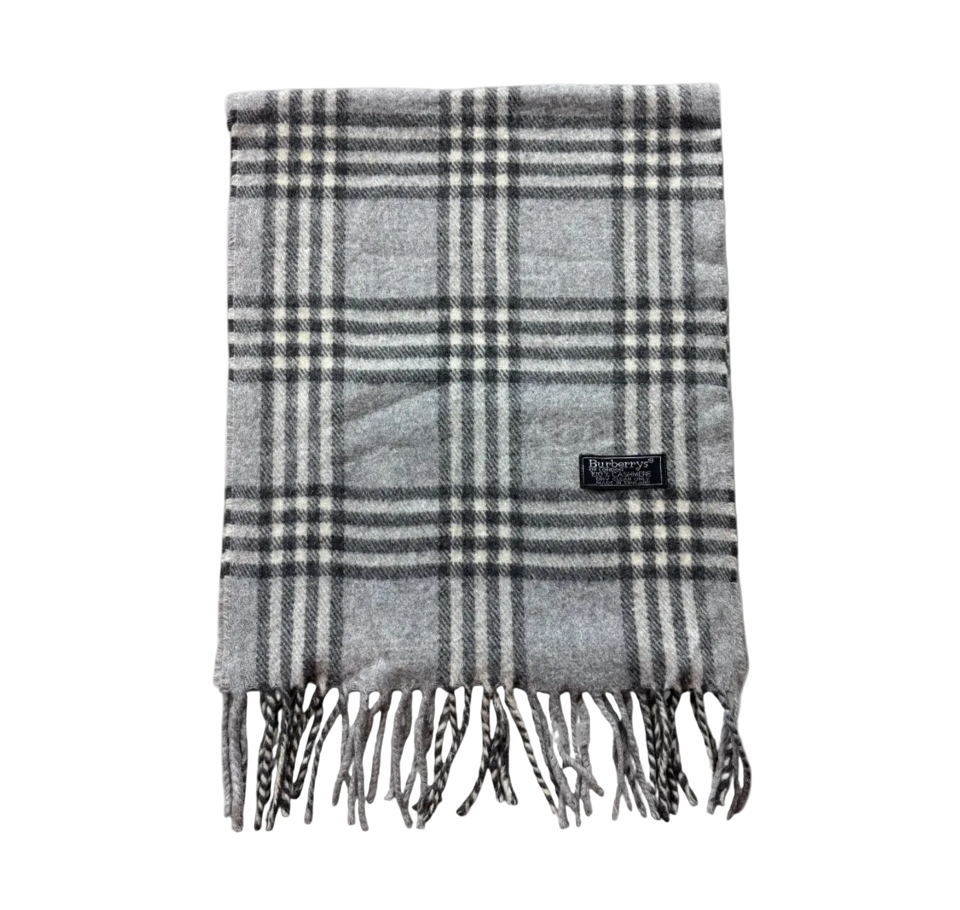 BURBERRY NOVACHECK CASHMERE SCARF LIGHT GREY