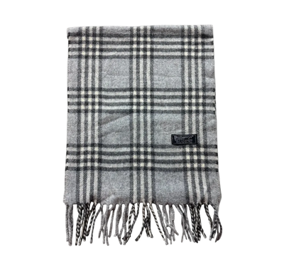 BURBERRY NOVACHECK CASHMERE SCARF LIGHT GREY