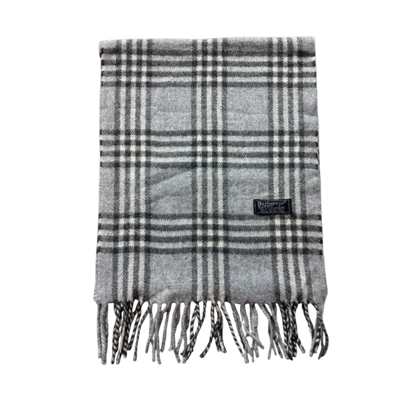 BURBERRY NOVACHECK CASHMERE SCARF LIGHT GREY