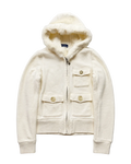 BURBERRY WHITE FUR ZIP UP HOODIE