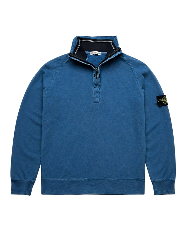 STONE ISLAND BLUE HALF ZIP UP KNIT