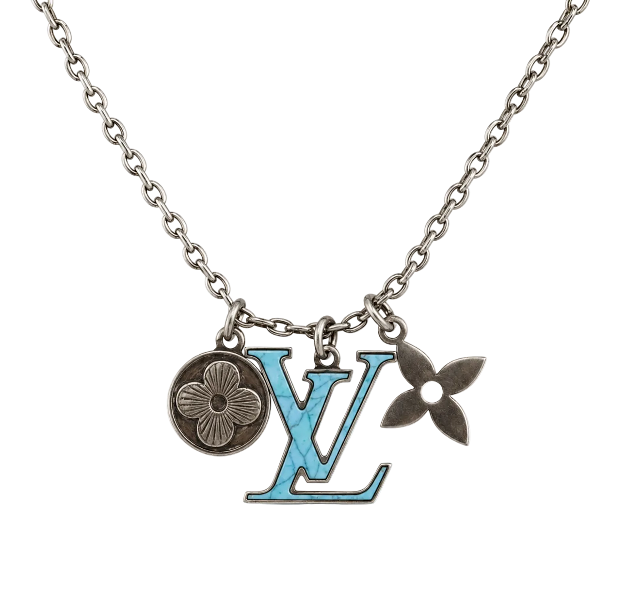 LOUIS VUITTON LV Printed Initials Turquoise Halskette