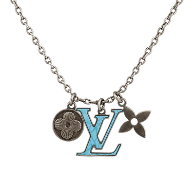 LOUIS VUITTON LV Printed Initials Turquoise Halskette