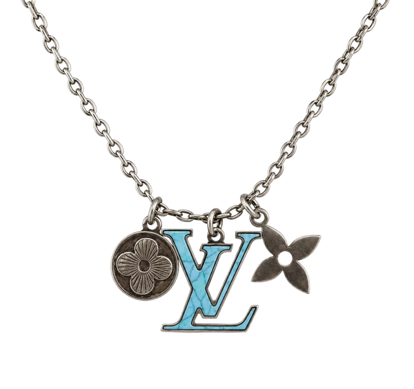 LOUIS VUITTON LV Printed Initials Turquoise Halskette